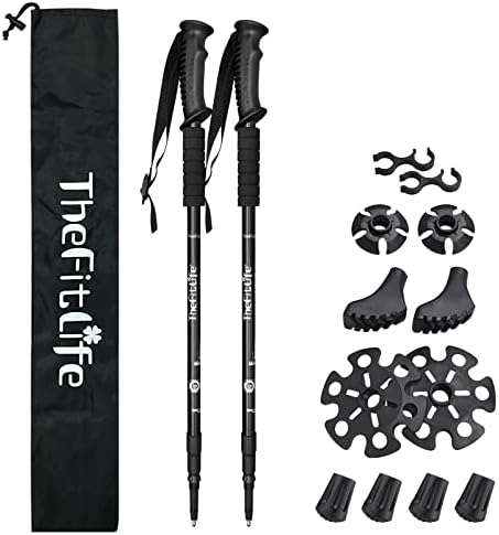 TheFitLife Nordic Walking Trekking Poles-2 Pack with Antishock and Quick Lock System