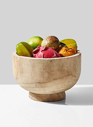 Serene Spaces Living 11″ Paulownia Wood Round Bowl, Handmade Wooden Decorative 2