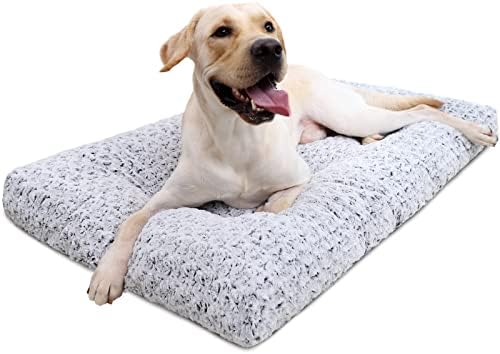 Washable Dog Bed Deluxe Plush Dog Crate Beds Fulffy Comfy Kennel Pad Anti-Slip