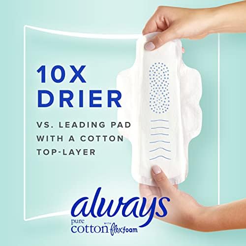 Always Pure Cotton Feminine Pads for Women, Size 2, Heavy Flow 4