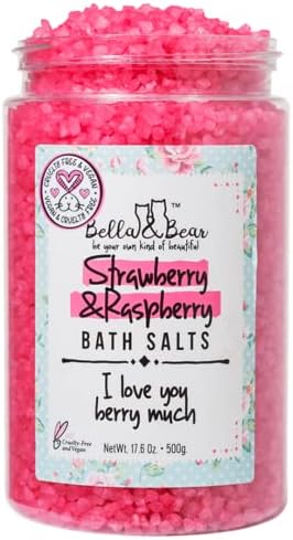 Bella & Bear Strawberry & Raspberry Bath Salts, Foot Soak, Detox, Fruity