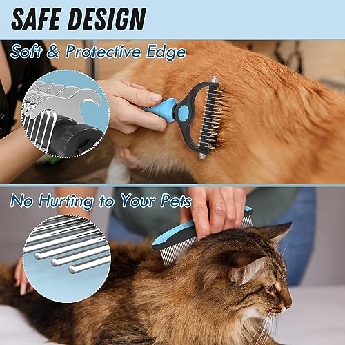 Pet Grooming Brush and Metal Comb Combo, Cat Brush Dog Brush for Shedding 4