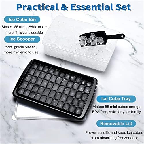 ARTLEO Ice Cube Tray with Lid and Bin for Freezer, Easy Release 55 Nugget Ice 4