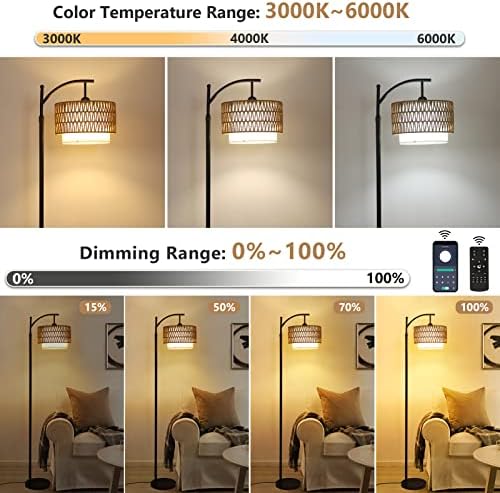Arc Floor Lamp for Living Room with 3 Color Temperatures, Farmhouse Floor Lamps 2