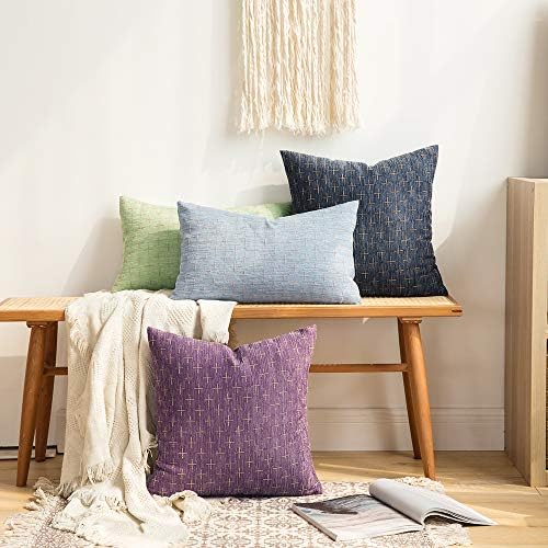 MIULEE Pack of 2 Decorative Burlap Linen Throw Pillow Covers Modern Farmhouse 5