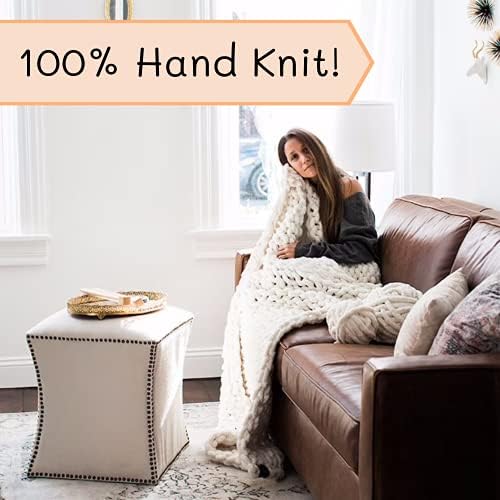 Adyrescia Chunky Knit Blanket Throw | 100% Hand Knit with Jumbo Chenille Yarn 3