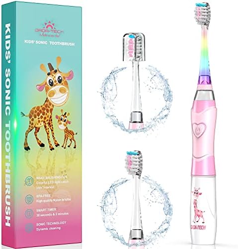 DADA-TECH Kids Electric Toothbrush Toddler Sonic Battery Powered Rainbow Light