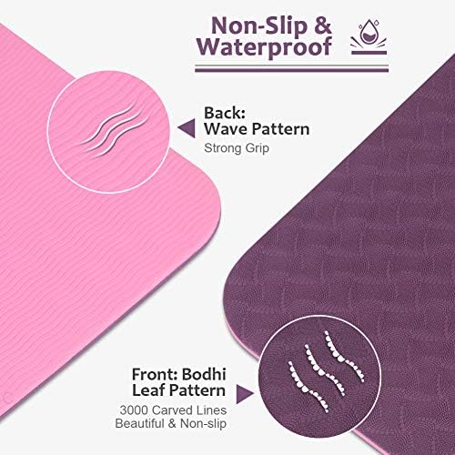 Glymnis Yoga Mat Exercise Mat Thick Non Slip Pilates Mat, Anti Tear Durable 3