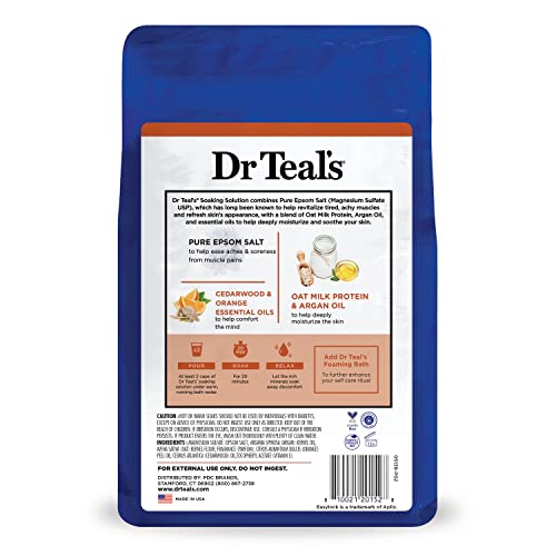 Dr Teal’s Pure Epsom Salt, Soothe & Comfort with Oat Milk & Argan Oil, 3lbs 9