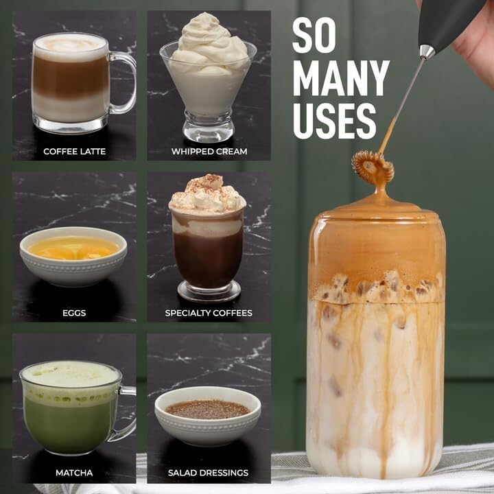 Zulay Powerful Milk Frother Handheld Foam Maker for Lattes – Whisk Drink Mixer 3