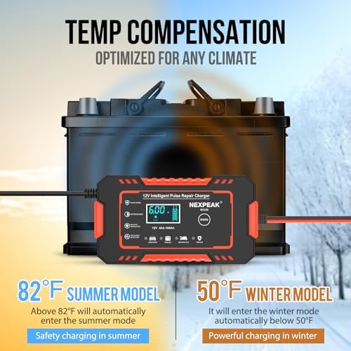 Car Battery Charger, 12V 6A Smart Battery Trickle Charger Automotive 12V Battery 6