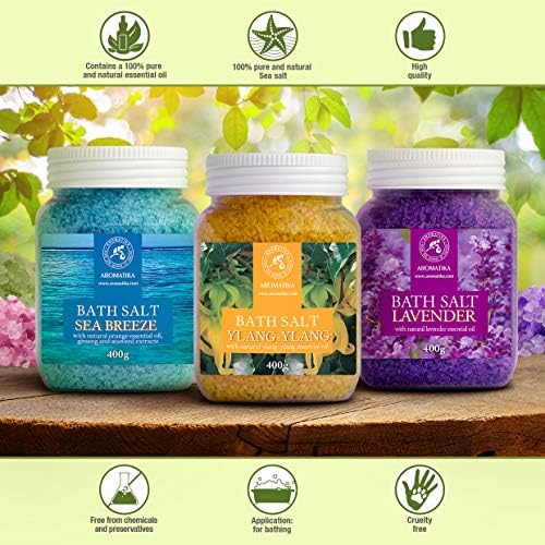 Bath Salts Set 42 Oz – Lavender – Sea Breeze – Ylang-Ylang – 100% Natural 2