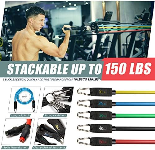Polygon Resistance Bands Set, Exercise Tubes with Handles, Door Anchor and Ankle 3