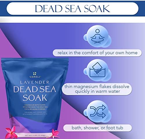 Yareli Dead Sea Bath & Foot Soak, Lavender Magnesium Bath Salt Flakes, Stronger 2