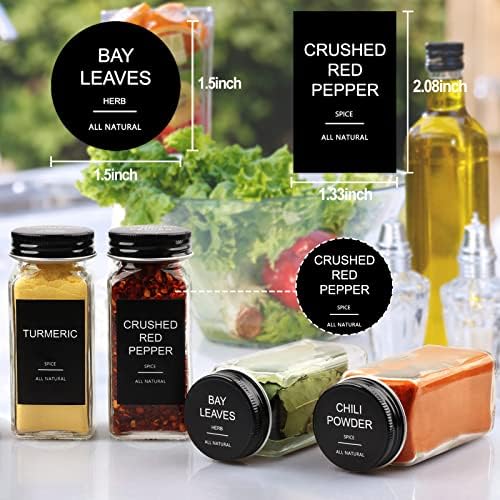 AISIPRIN 24 Pcs Glass Spice Jars with 398 Labels, 4oz Empty Square Containers 4