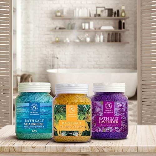 Bath Salts Set 42 Oz – Lavender – Sea Breeze – Ylang-Ylang – 100% Natural 4
