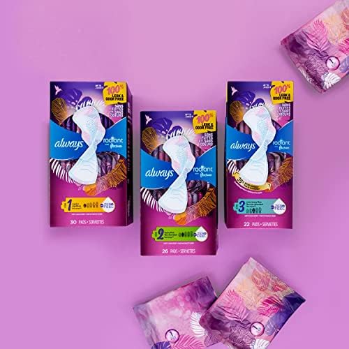 Always Radiant Feminine Pads for Women, Size 2 Heavy, with wings, scented 7