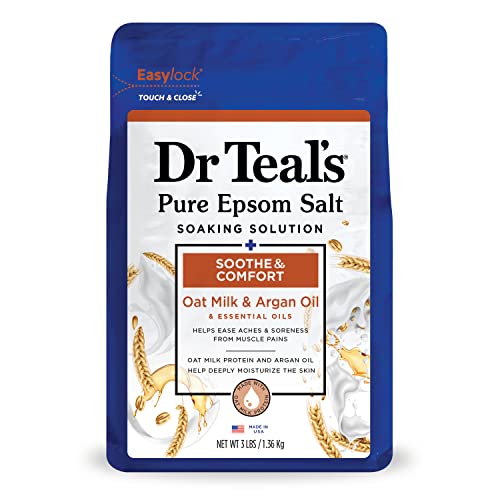 Dr Teal's Pure Epsom Salt, Soothe & Comfort with Oat Milk & Argan Oil, 3lbs