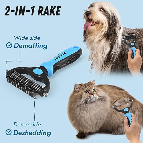 Pet Grooming Brush and Metal Comb Combo, Cat Brush Dog Brush for Shedding 2