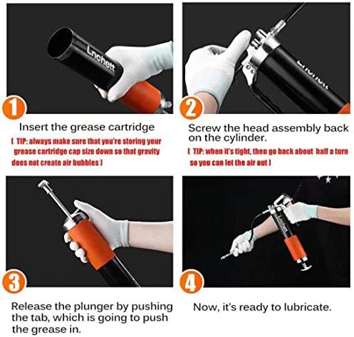 Lnchett Grease Gun with Towel, 9000 PSI Professional Heavy Duty 14 oz Pistol 4