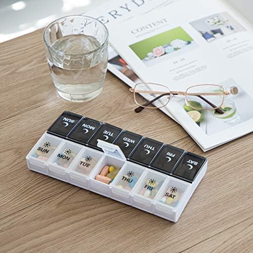 Large Pill Organizer 2 Times a Day, Weekly Box Per AM PM Case, Day Night 7