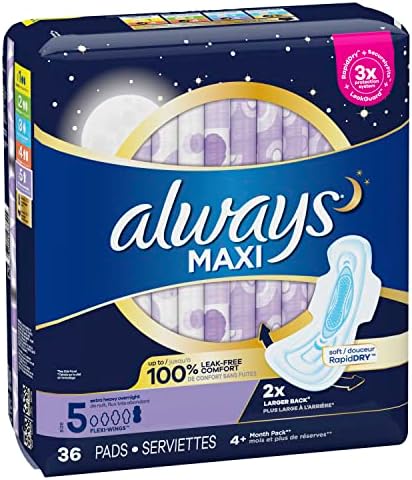 Always Maxi Feminine Pads for Women, Size 5 Extra Heavy Overnight Absorbency 2