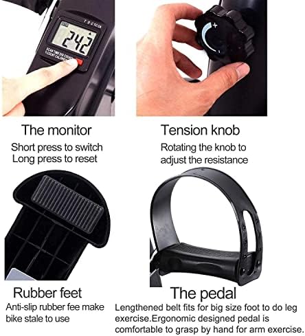 TODO Mini Exercise Bike Pedal Exerciser with LCD Monitor for Leg and Arm 7