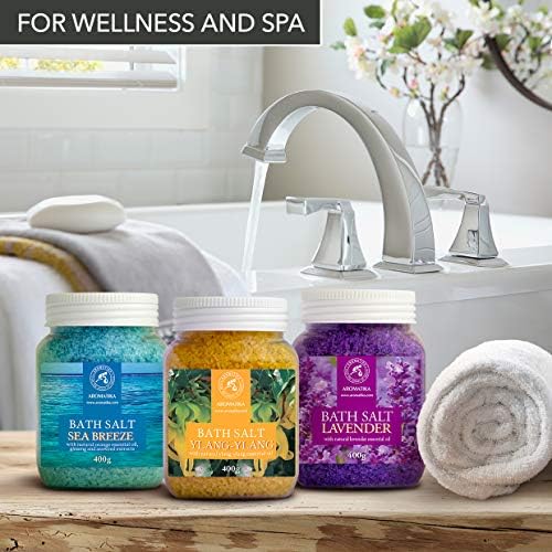 Bath Salts Set 42 Oz – Lavender – Sea Breeze – Ylang-Ylang – 100% Natural 7
