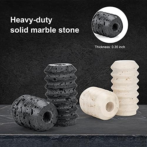 WORHE Candle Holders True Natural Travertine Stone 0.4″ Thick, Set of 2 Premium 3