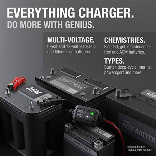 NOCO GENIUS2, 2A Car Battery Charger, 6V and 12V Automotive Battery Charger 5
