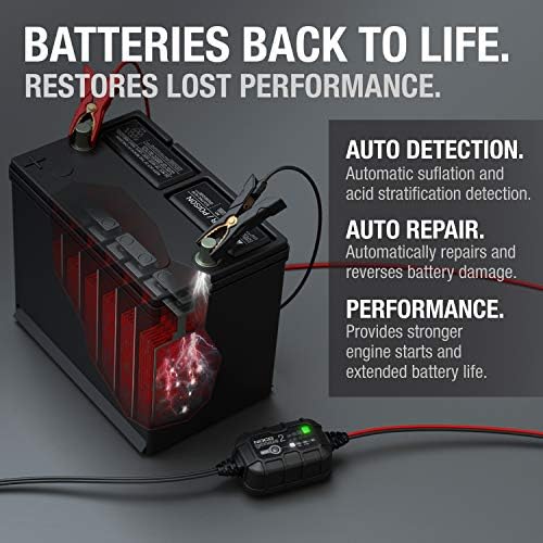 NOCO GENIUS2, 2A Car Battery Charger, 6V and 12V Automotive Battery Charger 6