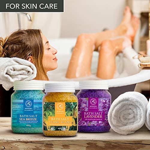 Bath Salts Set 42 Oz – Lavender – Sea Breeze – Ylang-Ylang – 100% Natural 5