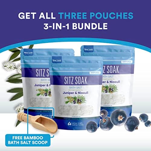 Sitz Bath Salt (3-Pack Plus Scoop) Hemorrhoid Soothing Sitz Soak Epsom Salt 2