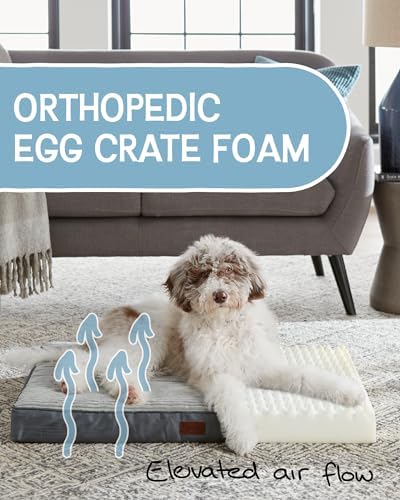 OhGeni Grey Dog Bed for Large Dogs – Large Dog Bed with Egg Crate Foam 2