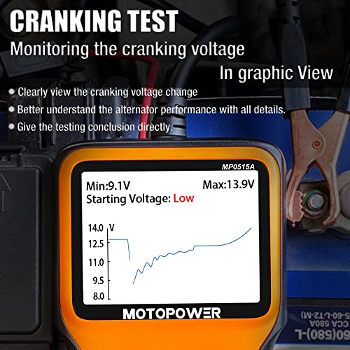 MOTOPOWER MP0515A 12V Car Battery Tester Automotive 100-2000 CCA Battery Load 4