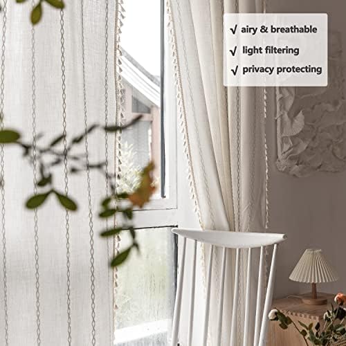 BCLBUSTE Boho Curtains Semi-Blackout Window Curtains 84 Inch 2 Pannels 4