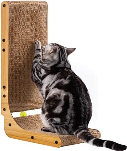 Poils bebe L Shape Cat Scratcher, 26.8 Inch Cat Scratchers for Indoor Cats