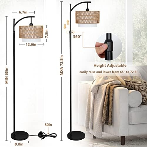 Arc Floor Lamp for Living Room with 3 Color Temperatures, Farmhouse Floor Lamps 3