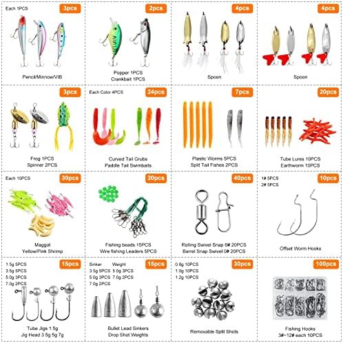TCMBY 193/327PCS Fishing Lure Tackle Bait Kit Set for Freshwater Fishing Tackle Box 8