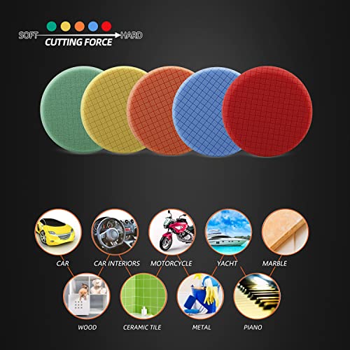 Buffing Sponge Pads , SPTA 5Pcs 6.5 Inch Face for 6 Inch 150mm Backing Plate 6