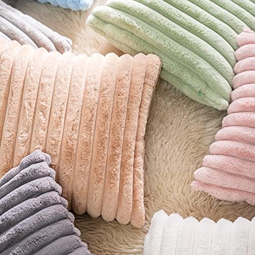 DEELAND Pack of 2,Double-Sided Faux Fur Plush Decorative Throw Pillow Covers 5