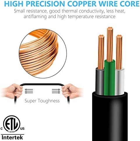 Kasonic 3 Feet Outdoor Extension Cord, ETL Listed, SJTW 16AWG/13A 3 Prong 4