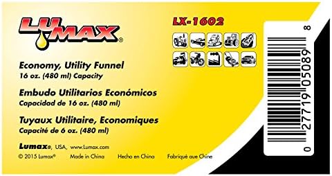 LUMAX LX-1602 Black 16 oz. (480 mL) Plastic Funnel, Flexible 4