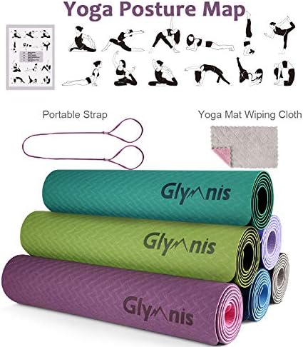 Glymnis Yoga Mat Exercise Mat Thick Non Slip Pilates Mat, Anti Tear Durable 8