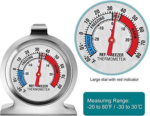 3-Pack Refrigerator Thermometer, Large Dial Freezer Thermometer,Classic Series 3