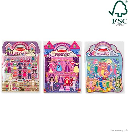 Melissa & Doug Puffy Sticker Activity Books Set: Dress-Up, Princess, Mermaid 4