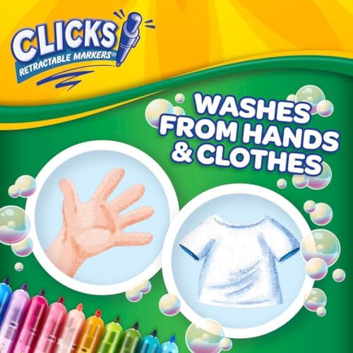 Crayola Clicks Retractable Tip Markers (10ct), Washable Art Marker Set, Coloring 5