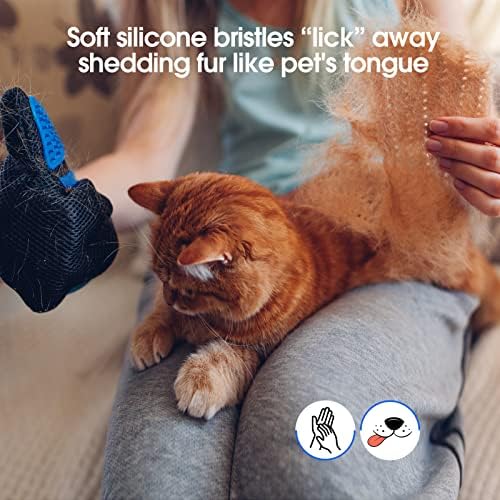 DELOMO Upgrade Pet Grooming Gloves Cat Brushes for Gentle Shedding 7