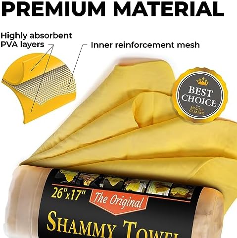 Premium Shammy Cloth for Car Drying – (26”x17”) – Super Absorbent Reusable 6