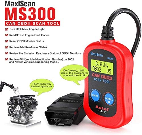 Autel MS300 OBD2 Scanner Code Reader, Turn Off Check Engine Light, Read & Erase 2